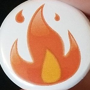 NWT Fire Flames Pin / Brooch Orange White 1"